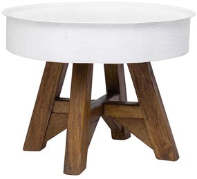 vidaXL Măsuță de cafea, alb, 60 x 45 cm, lemn masiv reciclat