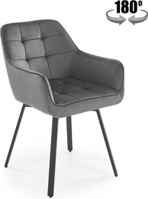 Scaun K588, gri - HLR 21, stofa catifelata/otel, 55x60x89 cm