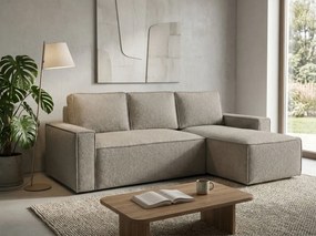 Canapea extensibila de colt SMART BOUCLE, gri-bej, reversibila, 232x143 cm