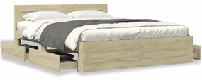 3295557 vidaXL Cadru de pat cu tăblie stejar sonoma 150x200 cm lemn prelucrat