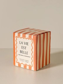 Lumânare portocalie «La vie est belle» – parfum de mandarină și busuioc