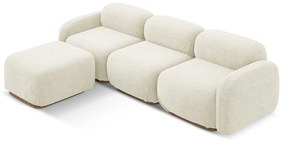 Colțar modular crem cu tapițerie din țesătură bouclé Ailani – Makamii