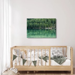 Tablou - Coniferi lângă lac (90x60 cm)