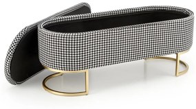 Banca cu spatiu de depozitare Harmony alb/negru/auriu - H42 cm