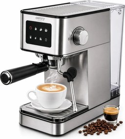 Aparat de espresso 7-în-1 Camry CR 4389, 1200 W, 20 bar, 1,7 l, control PID, panou LCD tactil, încălzire cești, extracție la rece, oțel inoxidabil