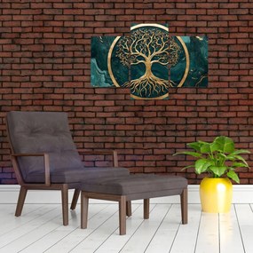 Tablou – Arborele vieții auriu în marmură (90x60 cm)