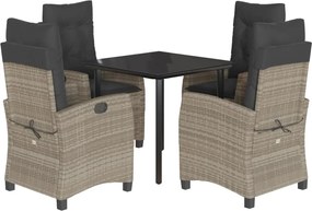 vidaXL Set mobilier de grădină cu perne, 5 piese gri deschis poliratan