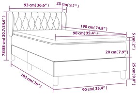 Pat box spring cu saltea, maro inchis, 90x190 cm, textil Maro inchis, 90 x 190 cm, Design cu nasturi