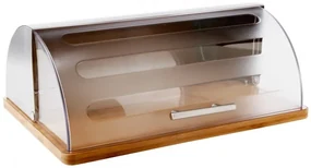 Cutie paine Steel Loft, inox, lemn, acril,  39x26.5 x H15.5 cm