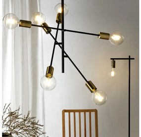 Lustră pe cablu ONLI CROSS 6xE27/22W/230V negru/alamă