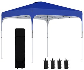 Outsunny Cort cu Baldachin Pop-Up cu Geantă de Transport, Corturi pentru Petreceri în Exterior, 253x253x268 cm, Albastru | Aosom Romania