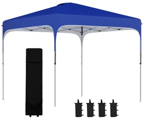 Outsunny Cort cu Baldachin Pop-Up cu Geantă de Transport, Corturi pentru Petreceri în Exterior, 253x253x268 cm, Albastru | Aosom Romania