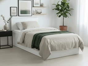 Pat de o persoana alb, SOFIA 90 x 200 cm Saltele: Cu saltele Sommera 18 cm, Somiera pat: Cu lamele curbate