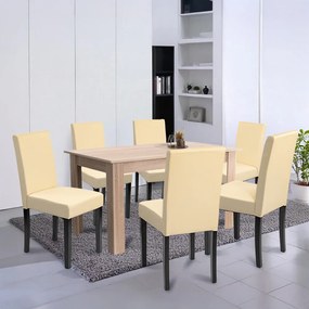 Set de masă Leon 6+1 stejar Sonoma-bej