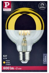 Bec LED dimabil cu cap sferic oglindit E27/6,5W/230V 2700K auriu Paulmann 28675