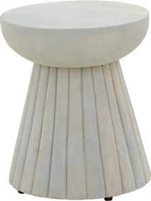 Masuta Laterala Rotunda Novia Lemn Masiv De Mango Alb D30x35 Cm