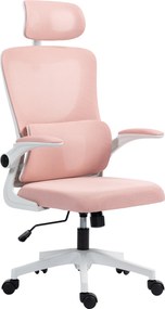 Vinsetto Scaun de Birou Ergonomic cu Tetieră Detașabilă Roz | Aosom Romania