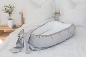 Suport de dormit Babynest Premium Bumbac Organic si Catifea Gri Deschis cu Funda by BabyLy, 80x50 cm