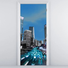 Fototapet pentru ușă - Oraș noaptea (95x205cm)