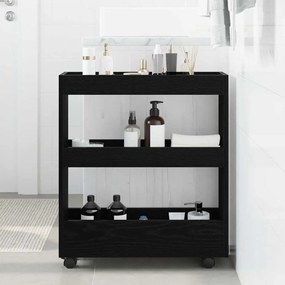 vidaXL Cabinet Strâmt de Baie cu Roți Stejar Negru Lemn Ingineresc