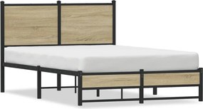 vidaXL Cadru pat metalic fără saltea, stejar sonoma, 120x190 cm