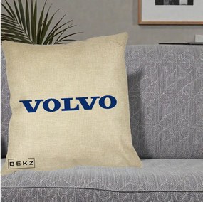 Perna Personalizata cu emblema Volvo, 40x40 cm, Crem, Husa Detasabila, Perna Inclusa, BEKZ®