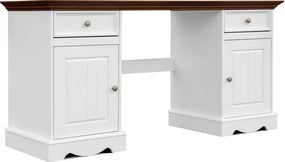 Birou lemn masiv nuc Linea Alb-, 155 × 54 × 77 cm