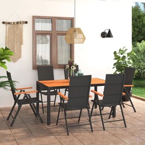 3060079 vidaXL Set mobilier de grădină, 7 piese, negru și maro