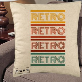 Perna Decorativa RETRO Text Multicolor, 40x40 cm, Bej, Husa Detasabila, Perna Inclusa, BEKZ®