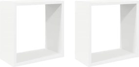 vidaXL Rafturi de perete cub, 2 buc., alb, 30x15x30 cm