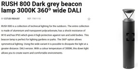 Stalp LED iluminat exterior simetric 360º wide IP65 RUSH 80cm 3000K DALI