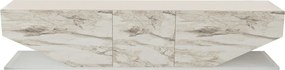 Comoda TV INCI, alb cu efect de marmura, PAL melaminat, 180x30x45 cm