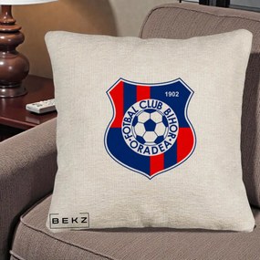 Perna Personalizata FC Bihor Oradea 1902 Fotbal, 40x40 cm, Bej Canapea, Husa Detasabila, Perna Inclusa, BEKZ®