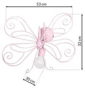 Aplica de perete pentru camera copii / tineret BUTTERFLY 2 roz