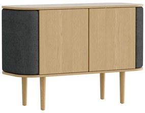 Comodă gri antracit/în culoare naturală joasă cu aspect de lemn de stejar 109x75 cm Treasures – UMAGE