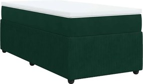 vidaXL Pat box spring cu saltea, verde închis, 90x200 cm, catifea