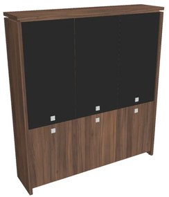 Dulap înalt Verno 188 x 46 x 210 cm, uși combinate, nuc / negru