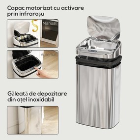 HOMCOM Cos de gunoi cu senzor 30L inox elegant | Aosom Romania