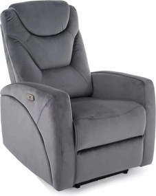 Fotoliu recliner KRONOS, stofa catifelata gri - Bluvel 14, 79x94/160x1