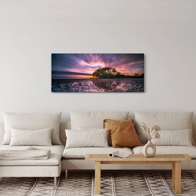 Tablou cu plajă în apus de soare (120x50 cm)