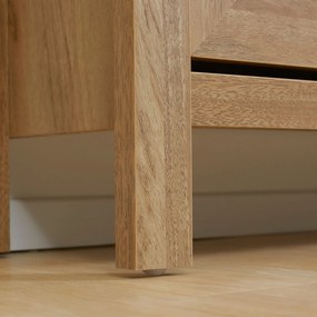 HOMCOM Dulap pentru pantofi raft pantofi dulap 3 uși rabatabile efect cannage răchită - în lemn lemn natural | Aosom Romania