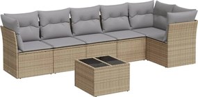 vidaXL Set canapele de grădină, 7 piese, cu perne, bej, poliratan