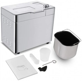 Masina de facut paine Nictemaw Baking Master, 550W, 25 programe, 3 trepte, 500/750/900g, LCD, Start intarziat 13h, Distribuitor automat, Argintiu