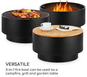 Blumfeldt Pompeji, focar cu gratar, Ø60cm, otel