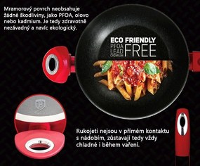 Tavă rotunda cu capac si suprafaţă de marmură, vișiniu,24 cm