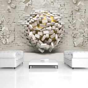 Fototapet - 3D perete cu minge (254x184 cm)