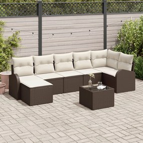 vidaXL Set de canapele pentru grădină cu pernă 8 pcs Maro Rattan poli