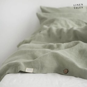 Lenjerie de pat verde-deschis din in pentru pat de o persoană 140x200 cm – Linen Tales