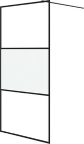 vidaXL Perete cabină duș walk-in negru 100x195 cm sticlă ESG semi-mată