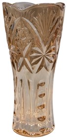 Vază de sticlă cu linii abstracte sculptate